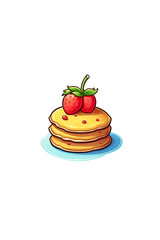 Delicious pancake stack topped with fresh strawberries, perfect for breakfast, brunch, or dessert. A treat for any food lover.