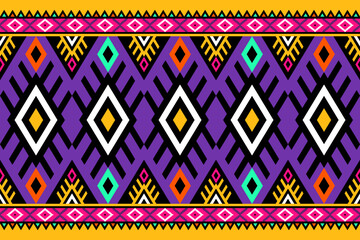 Luxurious Aztec-inspired textile. Rich purple with gold accents. Intricate diamond geometry. Elegant ethnic pattern for high-end products. Sophisticated indigenous art motif.