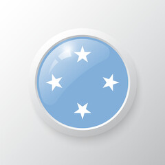 3D Button with Micronesia flag. as round glossy icon on background isolated. Vector illustration eps 10.	
