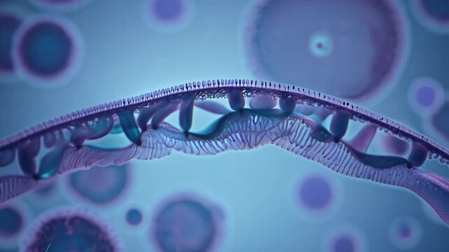 Exploring the intricate structure of cellular membranes under a microscope in a laboratory setting