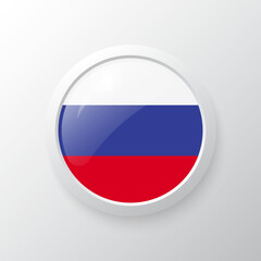 Fototapeta premium 3D Button with Russia flag. as round glossy icon on background isolated. Vector illustration eps 10. 