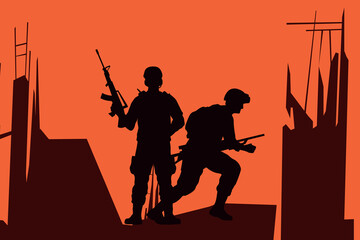 Soldiers are in position.