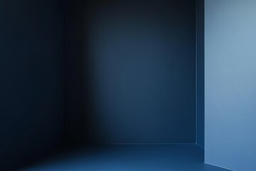 Blank cement backdrop with studio for showing or designing. Blue background and spotlight. Realistic 3D rendering.