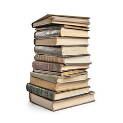 Books in a stack isolated on white background