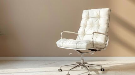 White leather office chair in modern minimalist interior