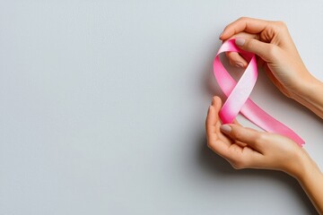 Breast Cancer Awareness Month, October Pink Ribbon with Copy Space