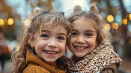 Obraz premium Happy Siblings in Autumn Park