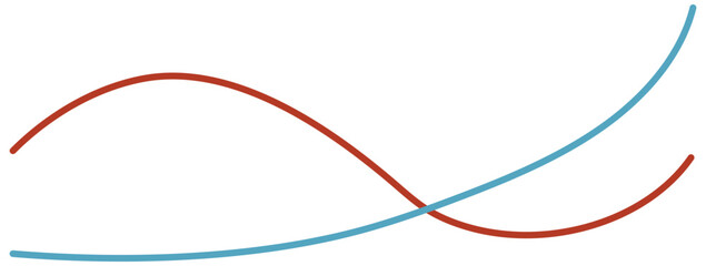 red and blue zigzag lines crossing wave concept