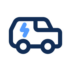 electric car outline color icon