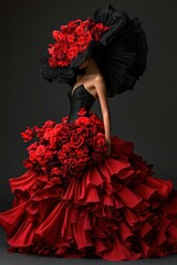 Elegant dress adorned with roses, embodying beauty and creativity in fashion design.