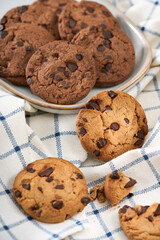 Delicious chocolate chip cookies, creative atmosphere