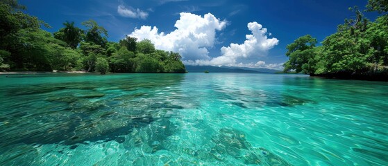 Obraz premium Serene Beauty of Clear Turquoise Waters in a Tropical Lagoon