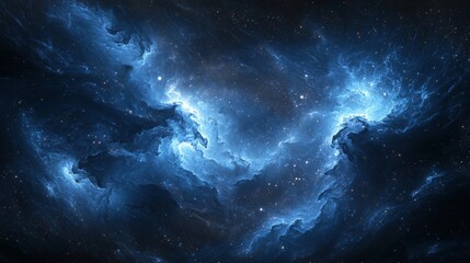 Obraz premium Abstract fractal patterns in space, with deep blues and blacks
