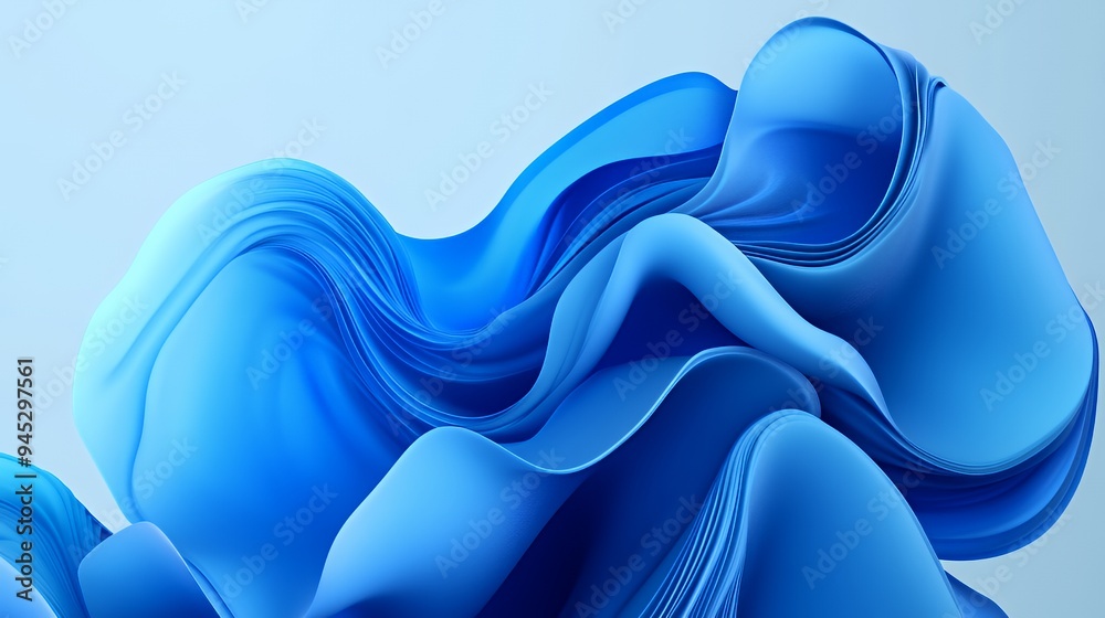 Wall mural Abstract blue waves creating a fluid, dynamic visual effect.