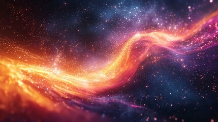 Fototapeta premium Abstract space scene with vibrant light waves