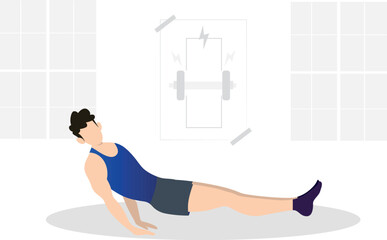 Fototapeta premium The boy is exercising.