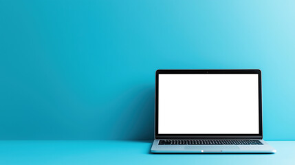 laptop with transparent screen on blue background