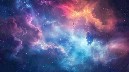 Fototapeta premium Cosmic Nebula Background with Stars, Purple, Blue, Orange Colors