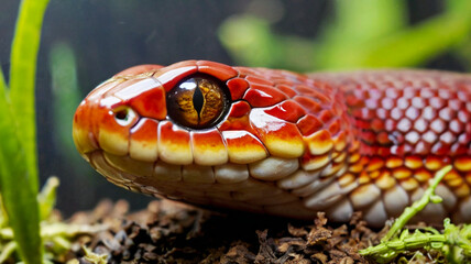 Fototapeta premium Close-Up of Red Snake with Golden Eye