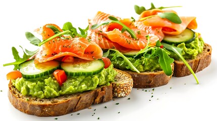 Avocado Toast with Smoked Salmon and Cucumber