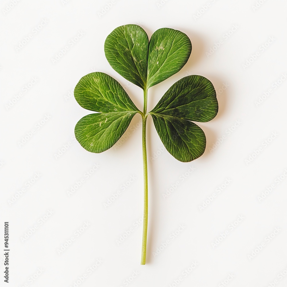 Sticker Clover isolated on white background, St. Patrick's Day symbol, full depth of field