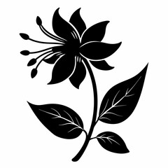 Honeysuckle flower Black silhouette