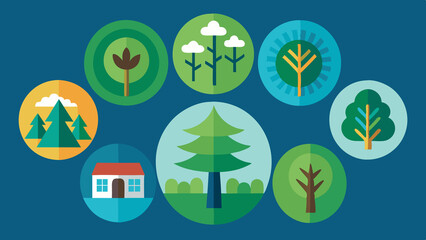 Trees Background icons set