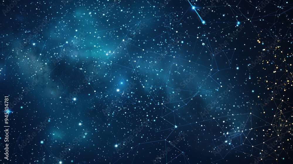 Sticker abstract network of stars in deep space.