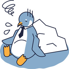メンタルケアができずに体調を崩すペンギンのアイソメ