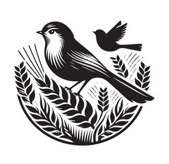 Black bird vector art illustration
