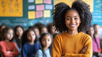 Teacher explaining complex mathematical concepts with a 3D holographic graph in a modern classroom Stock Photo with copy space