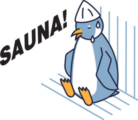 サウナに入って汗をかくペンギンのアイソメ