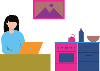 The girl is working from home.