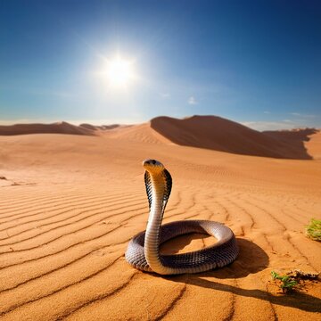 Cobra snake in the desert, AI generated