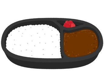 カレー弁当のイラスト