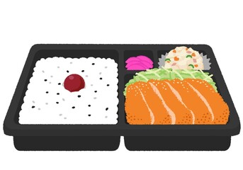 ロースカツ弁当のイラスト
