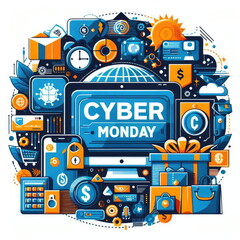 Cyber Monday ,  background, banner, card, poster, template. illustration.