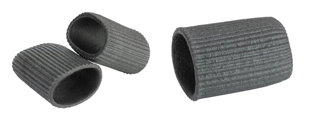 Black pasta with cuttlefish ink isolated on white background