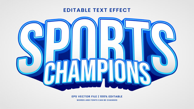 Sports champions 3d editable text effect