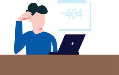 Boy seeing 404 error on laptop.