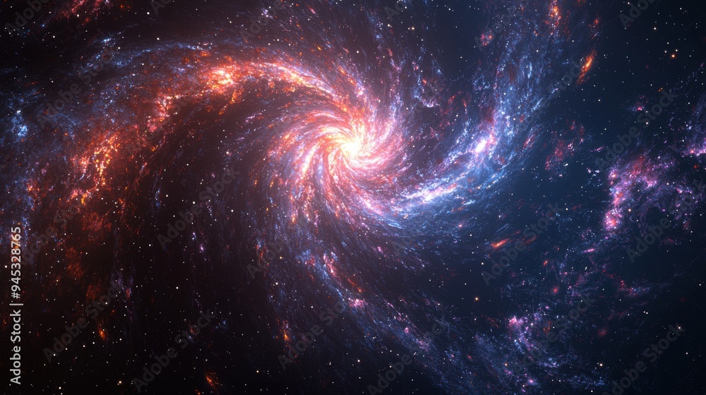 Poster fractal galaxy : high-resolution image of a galaxy with fractal patterns, resembling a cosmic spiral