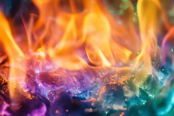 Vibrant Iridescent and Opalescent Flames in a Mesmerizing Blaze