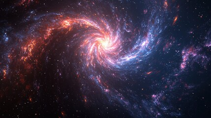 Fractal Galaxy : High-resolution image of a galaxy with fractal patterns, resembling a cosmic spiral
