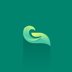 G Leaf Logo Vector. Organic Letter G Icon