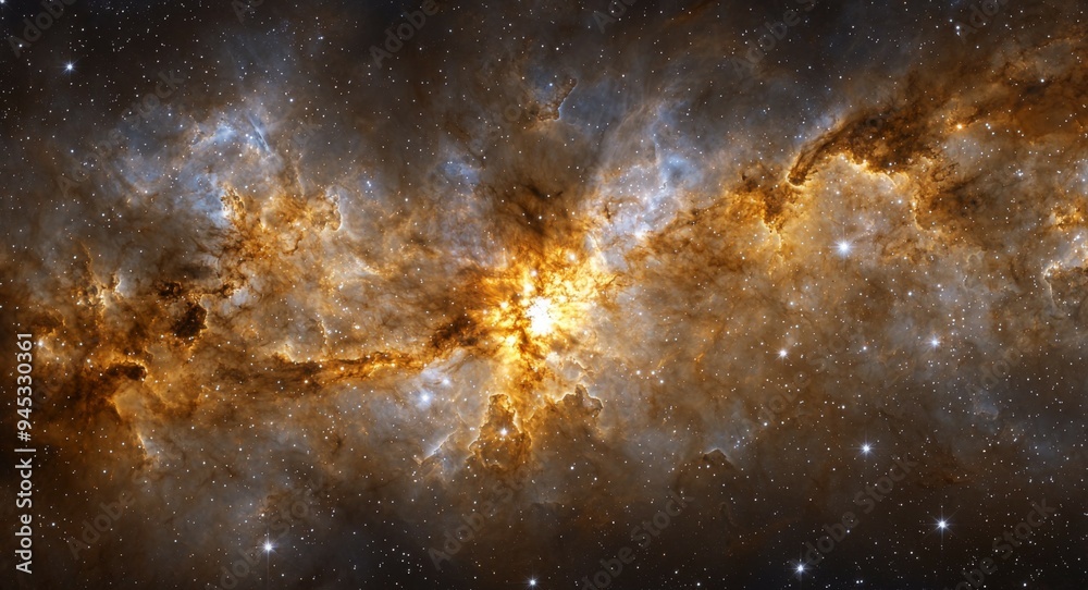 Wall mural galactic dust clouds : high-resolution image of dark dust clouds within a galaxy, obscuring stars