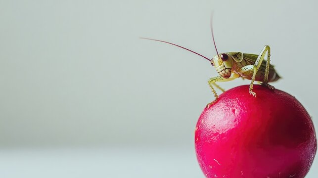 grasshopper on a red background