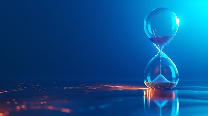 Hourglass on a blue and orange background