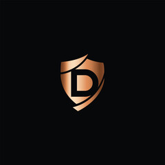 D Letter shield vector logo template