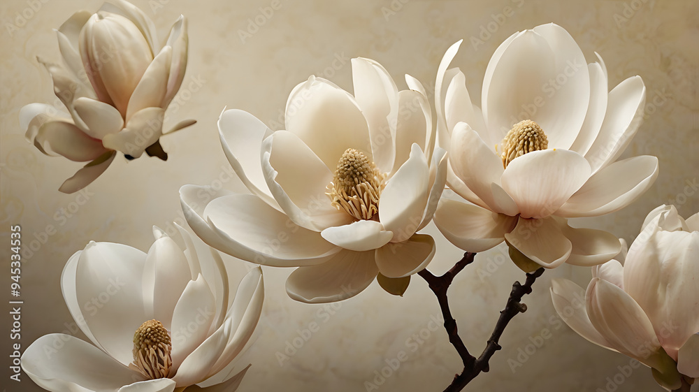 Poster white magnolia flower, ai generated