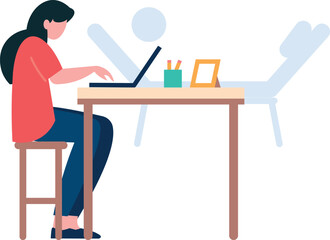 The girl is working on the laptop.